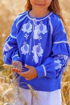 Вишиванка для дівчинки Trend Аріша 128 Синій (SOLD2207)