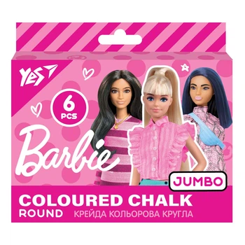 Крейда кольорова Yes Barbie 6 шт JUMBO 400463
