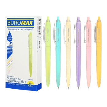 Ручка кулькова автоматична Buromax Pearl 0.7 мм синє чорнило BM.8371