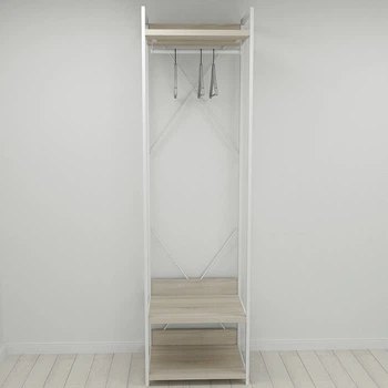 Шафа Гардероб Уні секція 1 серії Конект Ferrum-decor 220x60x50см Білий метал ДСП Дуб Сонома 32 мм (FRD-104509)