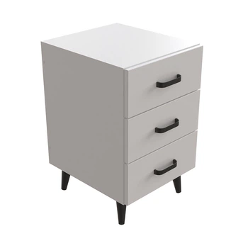 Тумба Вива 3 на конусных ножках Ferrum-decor 56,5x35x40 Черный металл ДСП Белый 16 мм (FRD-106823)