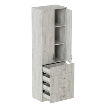 Шкаф Анжело Ferrum-decor на 3 полок с 2 дверями и 4 ящика 1900x600x380 ДСП Бетон 16 мм (FRD-104994)
