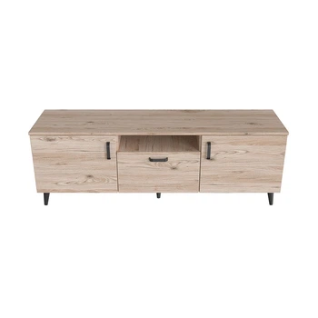 Тумба Лэстер на конусных ножках Ferrum-decor 48x139x38 Черный металл ДСП Дуб Сан-Марино 16 мм (FRD-106806)