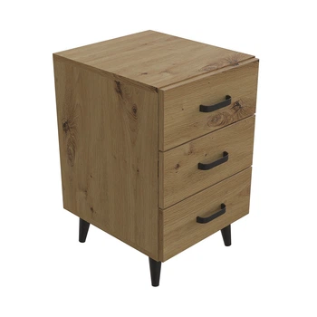 Тумба Вива 3 на конусных ножках Ferrum-decor 56,5x35x40 Черный металл ДСП Дуб Артизан 16 мм (FRD-106824)