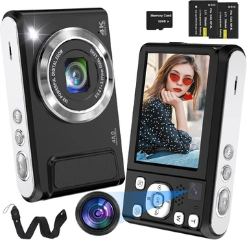 Цифровая Камера Bofypoo 4K Автофокус, 48МП, 2 Объектива, 16X Зум, SD 32GB, для Понятков