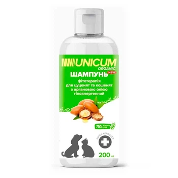 Шампунь гипоаллергенный с органовым маслом для щенков и котят Unicum Organic 200 мл (4820150206239)