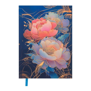 Дневник недатированный Buromax Peony А5 336 страниц темно-синий (BM.20170-03)
