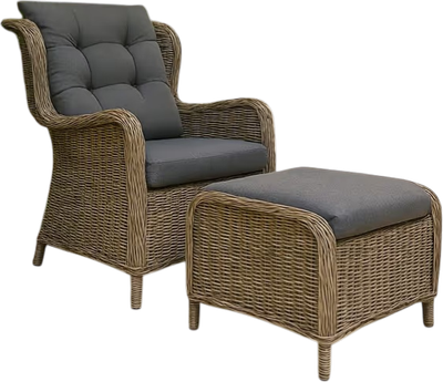 Fotel tarasowy Hedo Sonata z podnóżkiem i poduszkami Szary 100073 (5907184130477)