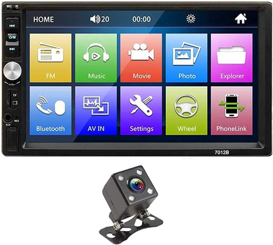 Автомагнитола 7" MP5 Full HD 1080P, Bluetooth, USB, AUX, CarPlay, Android Auto + камера заднего вида