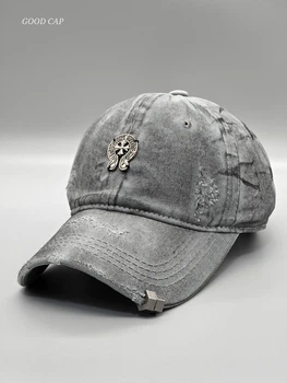 Кепка бейсболка Chrome hearts рваная потертая с кольцами мужская женская
