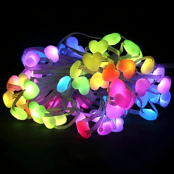 Світлодіодна гірлянда 10 м Серця RGB підсвічування USB живлення з пультом MLT Hearts Light