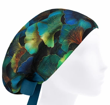 Медична шапочка жіноча HeadwearUniverse універсальна принт Листя білоба