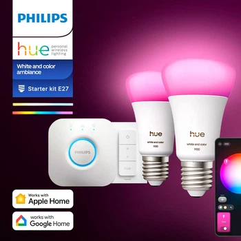 Стартовий комплект Philips Hue E27 White and Color 1100лм 75Вт 2 шт. + Dimmer + Philips Hue Bridge, Apple HomeKit