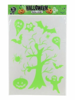 Наклейка на вікно Halloween світяться в темряві набір привидів, кажанів, гарбуза, павука та дерева стікер для декору