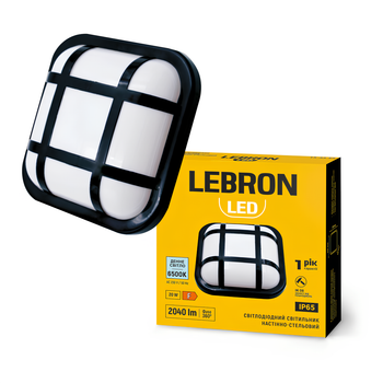 Настенно-потолочный LED светильник 20W для ЖКХ Lebron с квадратным корпусом 6500K влагозащищенный IP65 L-WLS-JZ-2065