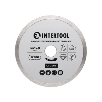 Диск отрезной алмазный, со сплошной кромкой, 125 мм, 16-18%, 12200 об/мин INTERTOOL CT-3002