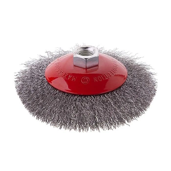 Щетка конусная, 125мм, М14, витая проволока, для УШМ, 6500 об/мин INTERTOOL BT-5125