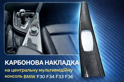 Накладка на центральную мультимедийную консоль BMW F30 F34 F33 F36 (карбон, 2013–2018)