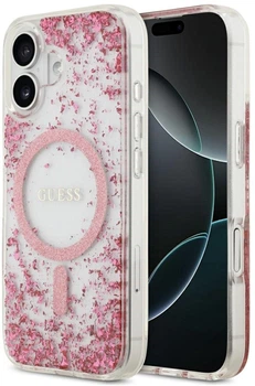 Etui Guess Resin Bottom Glitter MagSafe do Apple iPhone 17 Pink (GUHMP17SRGRGEP)