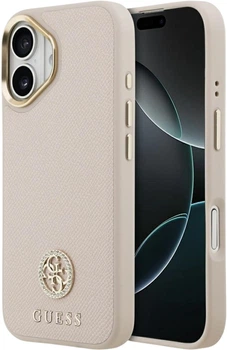 Etui Guess Grained Strass Logo MagSafe do Apple iPhone 17 Pink (GUHMP17SPGCRMDEP)