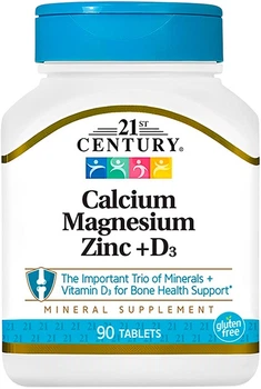 Кальцій магній цинк і вітамін D3 21st Century Calcium Magnesium Zinc + D3 90 таблеток