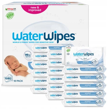 Вологі серветки Waterwipes 18x60 (1080 шт.) 99,9% води ніжні