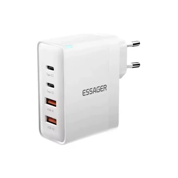 Зарядное устройство Essager, 100W, GaN, QC 4.0, 2xType-С, 2xUSB, White