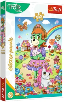 Пазл Trefl Glitter Родина Трефликів: Блискучі Трефлики 100 елементів 14833 (5900511148336)