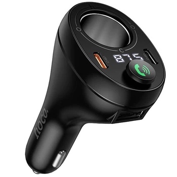 АЗУ FM модулятор Hoco E88 Star cigarette lighter 35W (2USB-C)Чорний