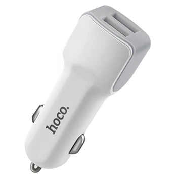 Автомобільний зарядний пристрій адаптер Hoco Z23 2.4A 2USB White