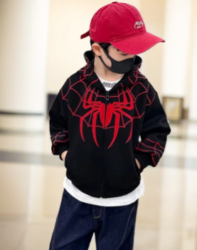 Дитяча підліткова толстовка Олімпійка Спайдермен Людина-Павук Spiderman Харадзюку чорна, розміри 110-170 см