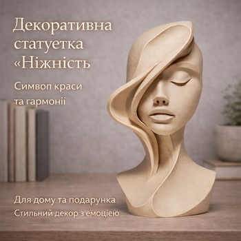 Декоративна скульптура-статуетка / фігурка «Абстрактне жіноче обличчя» Пластик 150 мм Бежевий