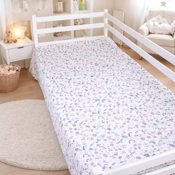 Простынь MirSon Полуторная 150х220 см 17-0932 Tiny Unicorn Pink Ranforce Elite (2200012579862)