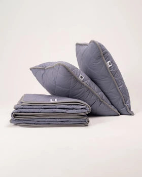Комплект Merino: Одеяло и Подушки – Светлый Синий Поплин. Размер 50x70