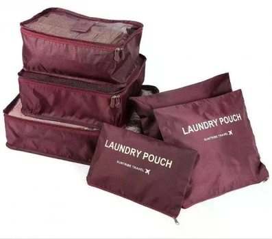 Набор дорожных органайзеров Laundry Pouch Travel 6 шт бордовый