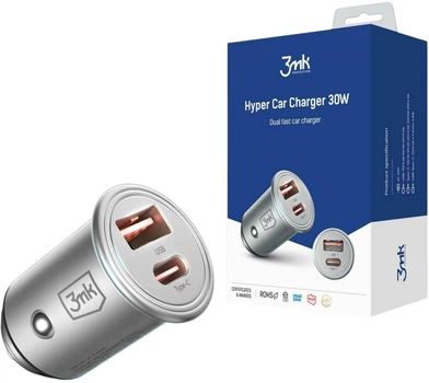 Ładowarka samochodowa 3MK HyperCar Charger 30W Power Delivery 1xUSB-A + 1xUSB-C (5903108464574)
