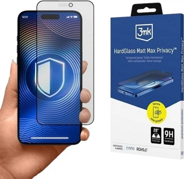 Szkło hybrydowe 3MK HardGlass Matt Max Privacy do Apple iPhone 15/16 (5903108584449)