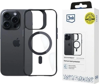 Etui 3MK Satin Armor MagCase do Apple iPhone 15 Pro Max Black + Transparent (5903108563840)