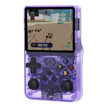 Портативна ретро ігрова консоль R36S 3.5" IPS, 3500mAh, 10000+ ігор, підтримка NES/SNES/PS1/GBA, портативна приставка (фіолетова)