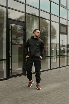 Чоловічий демісезонний костюм Windrunner Jacket & President вологостійка вітровка та мембранні штани захист від вітру та дощу чорний/L