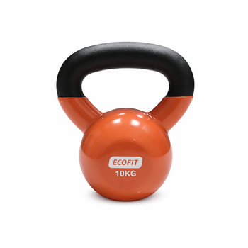 Гиря металлическая 10 кг с виниловой зищитой Ecofit MD2201 PVC+Iron оранжевая, противоударная для дома и спортзала