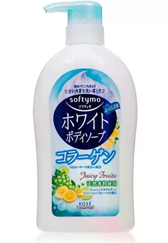 Жидкое мыло для тела с коллагеном KOSE Softymo White Body Soap, фруктовый аромат, 600 мл