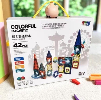 Детский магнитный конструктор Colorful Magnetic 3D 42 детали набор для творчества и развития воображения