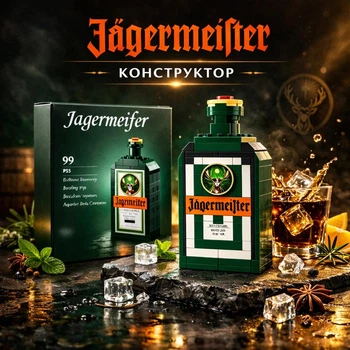 Конструктор бутылки Jagermeister, взрослый конструктор
