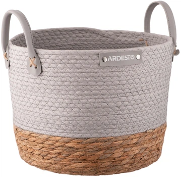 Кошик для зберігання Ardesto Minimalism паперовий шпагат рогожка 28х28х22 см Сірий (ARHC2507RG)