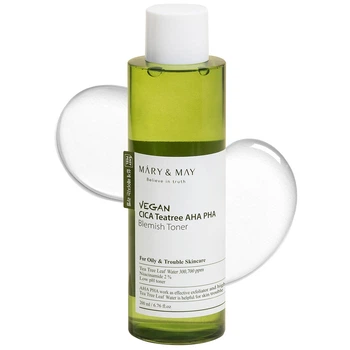 Успокаивающий тонер для лица с чайным деревом и кислотами Mary&May Vegan CICA Tea Tree AHA PHA Toner 200 ml