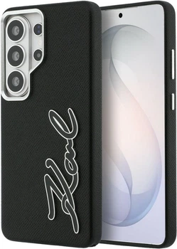 Чохол Karl Lagerfeld Grained Signature Metal Resin Logo для Samsung Galaxy S26 Ultra Black (KLHCS26LPGFKSRSK)