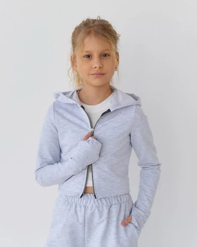 Кофта зіп-лонг для дівчинки Bosskids (2294сір) Зріст 140 см Сірий