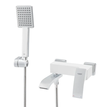 Смеситель для ванны Koer KB-41007-04 с коротким изливом (Цвет хром+белый) (KR5157)