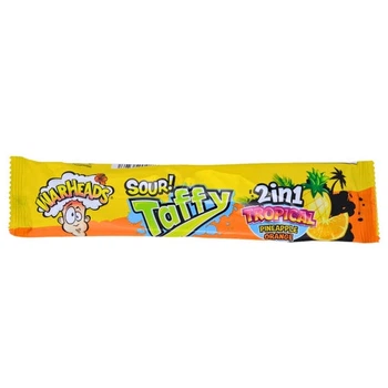 Жевательные конфеты Warheads Sour Taffy 2 in 1 Tropical Pineapple & Orange Ананас и Апельсин 42г